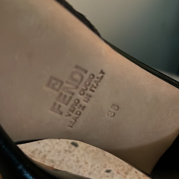 Fendi black leather low heel slide NWT - Picture 6 of 6